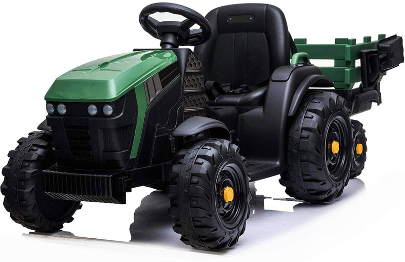 Trattore Elettrico per Bambini 12V con Rimorchio Happy Kids Verde-1