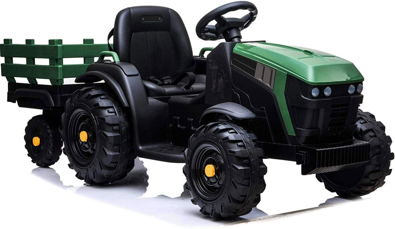 Trattore Elettrico per Bambini 12V con Rimorchio Happy Kids Verde-8