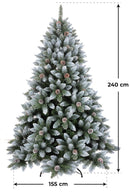 Albero di Natale Artificiale Innevato 240 cm 2180 Rami Verde-2