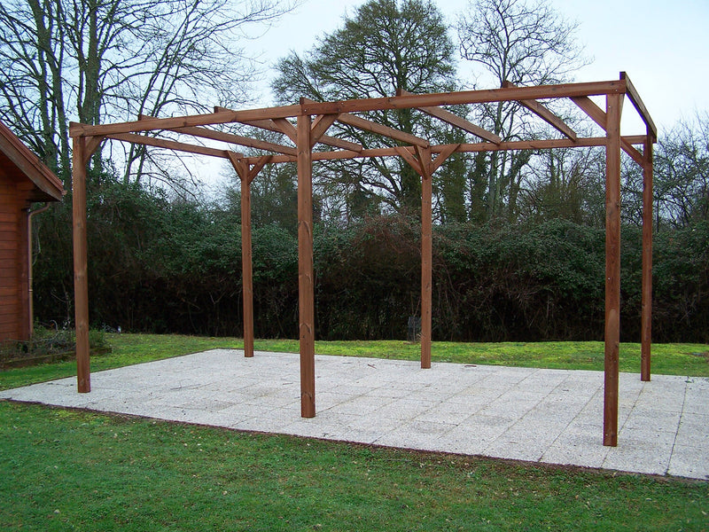 Pergola da Giardino 296x492x239 cm in Legno Picea Massello Termo Trattato-2