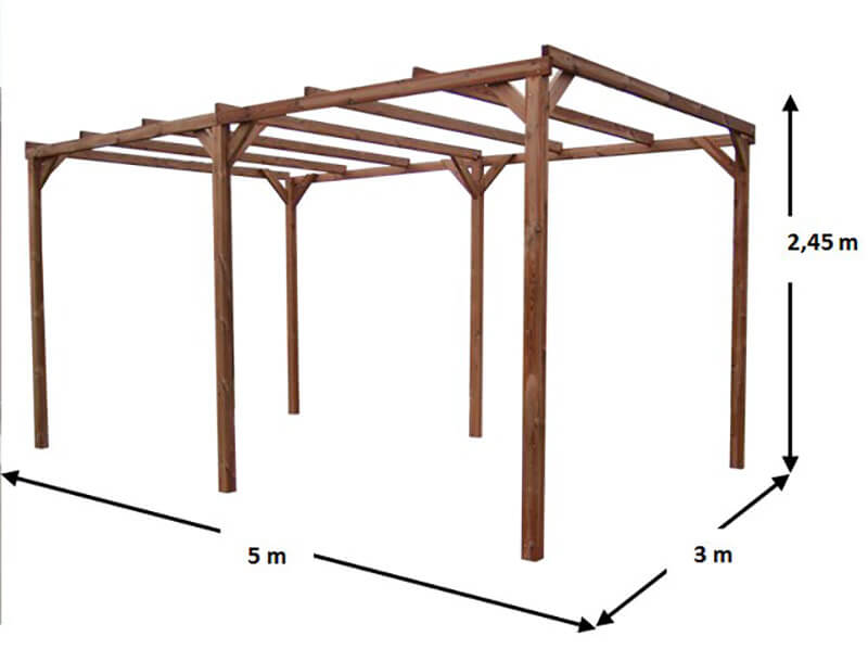 Pergola da Giardino 296x492x239 cm in Legno Picea Massello Termo Trattato-3