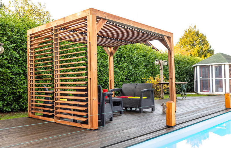 Pergola da Giardino con Veneziane Mobili 313x224x217 cm in Legno Picea Massello Termo Trattato-2