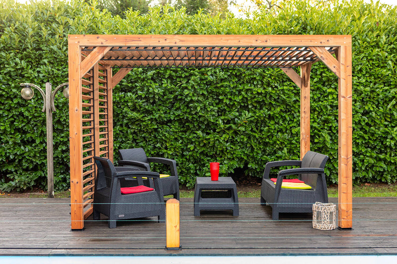 Pergola da Giardino con Veneziane Mobili 313x224x217 cm in Legno Picea Massello Termo Trattato-3