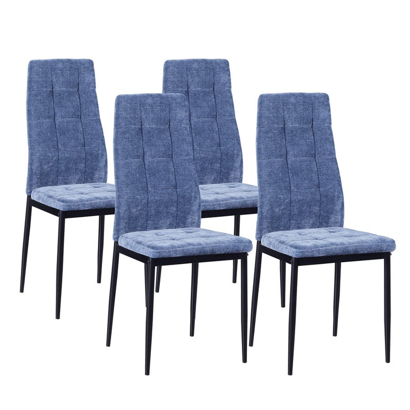 Set 4 Sedie 42x52x98 cm in Tessuto Milano Blu-1