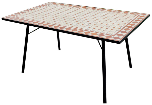 prezzo Rechteckiger Gartentisch 150x90cm aus Vorghini-Mosaik aus Eisen