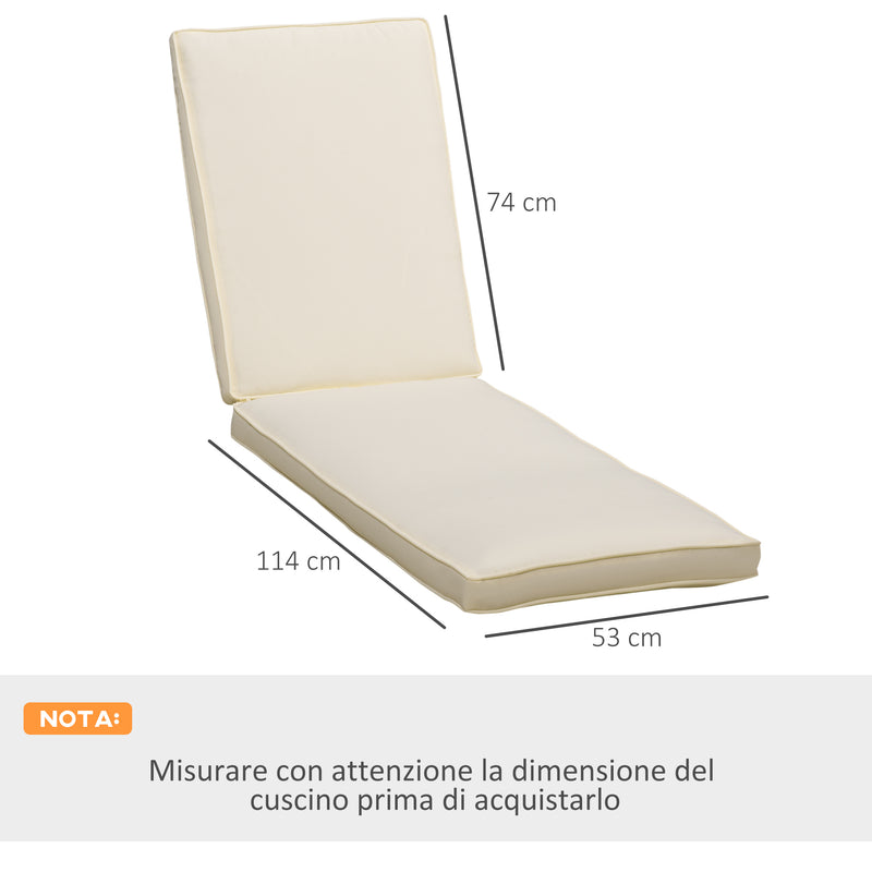 Cuscino per Lettino Prendisole da Giardino 188x53x8 cm in Poliestere Bianco Crema-3