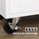 Carrello da Cucina 109x40x89 cm con Ruote in Legno Bianco-5