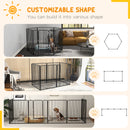 Recinto per Cani Grandi a 6 Pannelli Modulabili 164x83x100 cm in Acciaio Nero-5