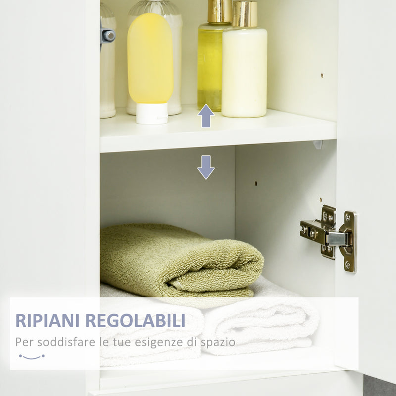 Colonna Bagno 1 Cassetto 2 Armadietti 30x28x170 cm in Legno truciolare e MDF Bianco Lucido-7