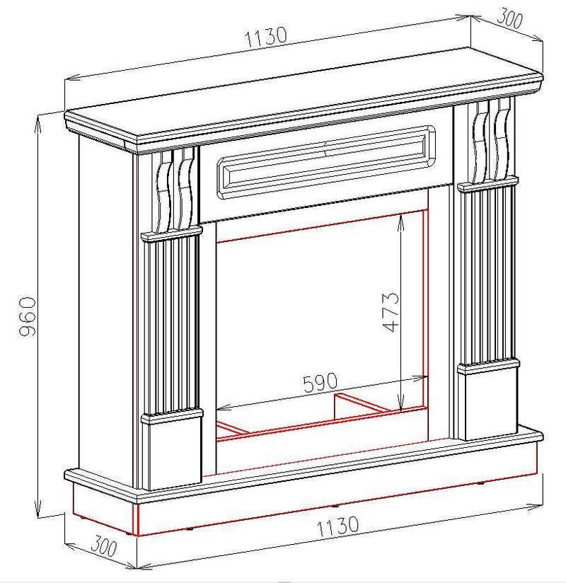 Camino Elettrico da Pavimento 96x113x30 cm Effetto Fiamma 1500W Verona Mini & Mars-4