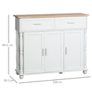 Isola per Cucina 106x39,5x89,5 cm 2 Cassetti 2 Ante Bianco-3