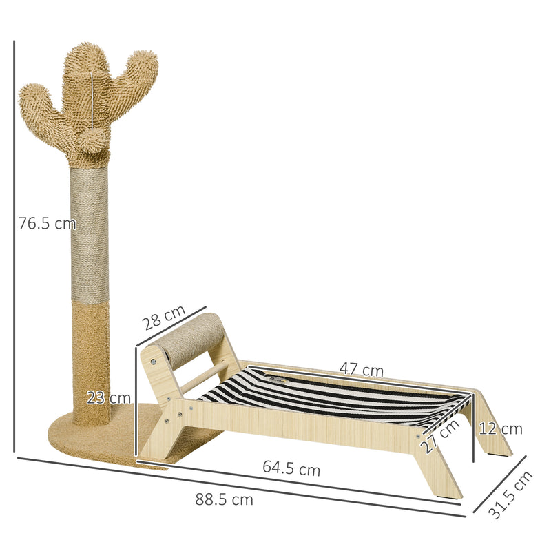 Albero Tiragraffi per Gatti 88,5x31,5x76,5 cm con Amaca-3