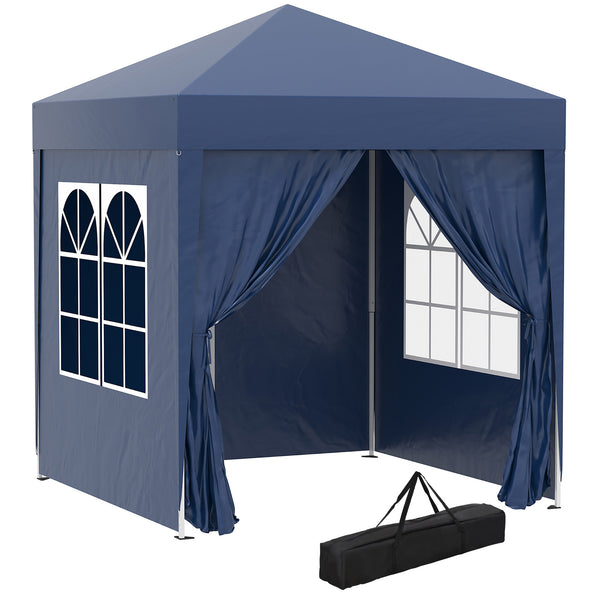 Gazebo Pieghevole Pop Up 2x2m in Poliestere e Acciaio Blu sconto