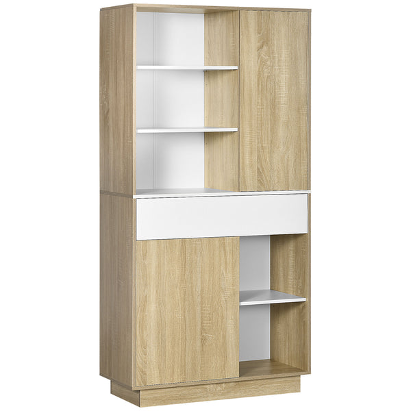 Credenza Moderna 89x39,6x180 cm in Legno Naturale e Bianco prezzo