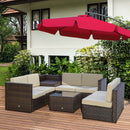 Set Salotto da Giardino 4 Poltrone 2 Poltrone Angolari e 2 Tavolini in Rattan PE Marrone-2