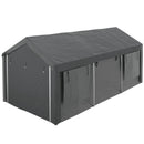 Gazebo per Auto e Feste con Altezza Regolabile 4 Porte e 4 Finestre 6x3m  Grigio Scuro-1