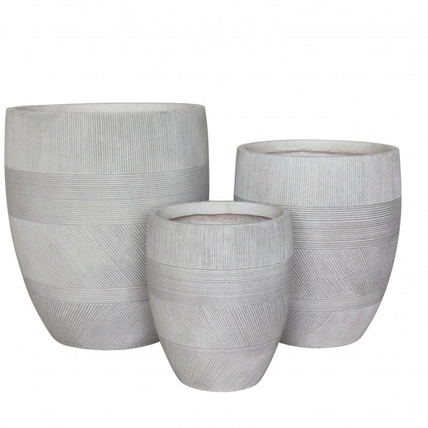 Set mit 3 Poppy-Vasen aus beigefarbener Kunstfaser sconto