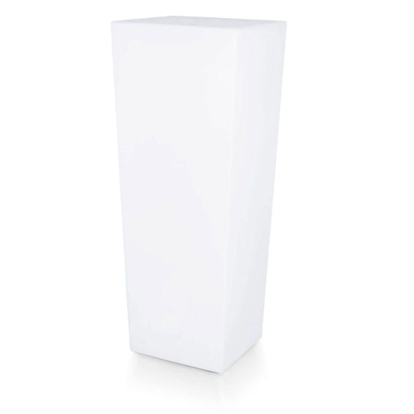 sconto Vaso Quadrato Luminoso da Giardino Solare Autoricaricabile 45x45x102 cm in Polietilene Sined Solar 102 Bianco