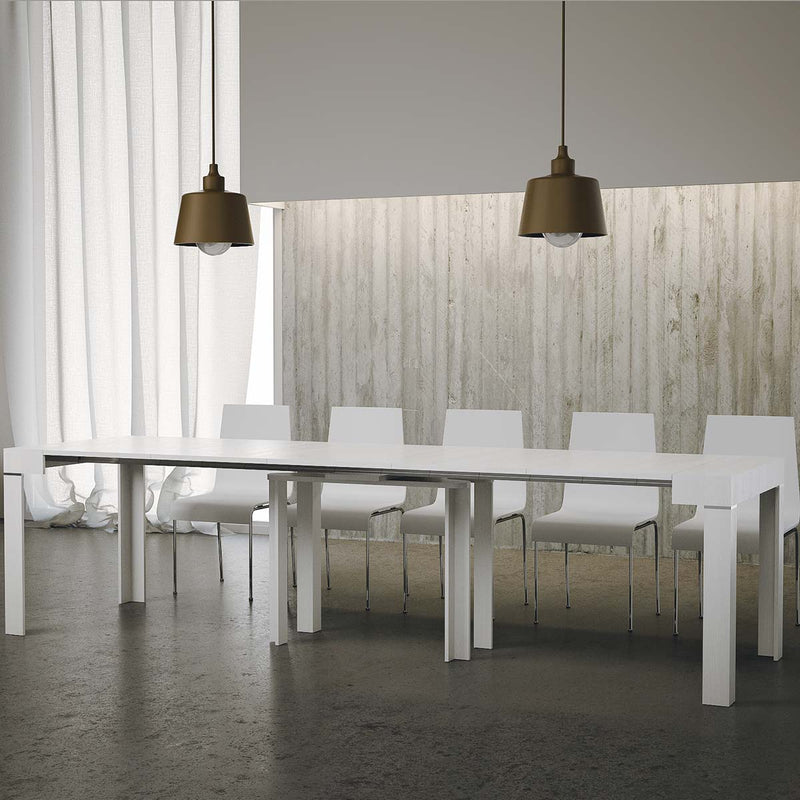 Consolle Allungabile in Legno H77x40x90/300cm Magic Color Bianco Frassino Classica-2