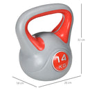 Kettlebell per Allenamento 14 Kg Base Piatta e Impugnatura per Stacchi in PU e Sabbia Rosso-3