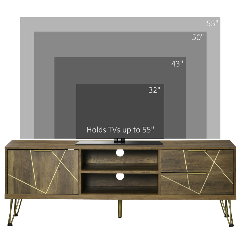 Mobile TV 150x39x50,8 cm Max 55” in Legno e Acciaio Legno e Oro-6