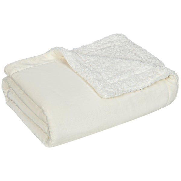 Coperta Double Face 203x152x0,5 cm in Flanella 220 GSM e Sherpa 260 GSM Crema prezzo