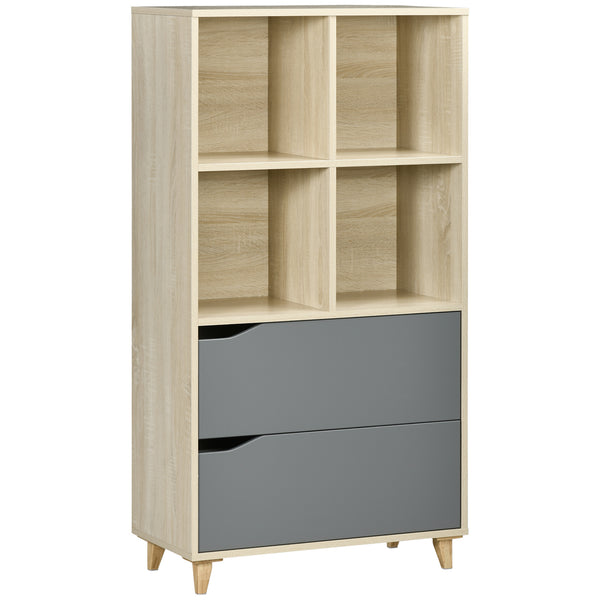 prezzo Libreria con 2 Cassetti 70,2x35x130 cm in Truciolato e MDF Naturale e Grigio