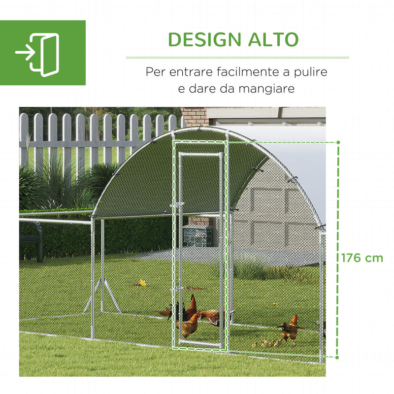 Pollaio Gabbia per Galline da Esterno 660x190x195 cm in Acciaio Zincato Grigio Argento-5