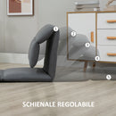 Poltrona da Terra 71x72x60 cm Schienale Reclinabile in Tessuto Grigio Scuro-4