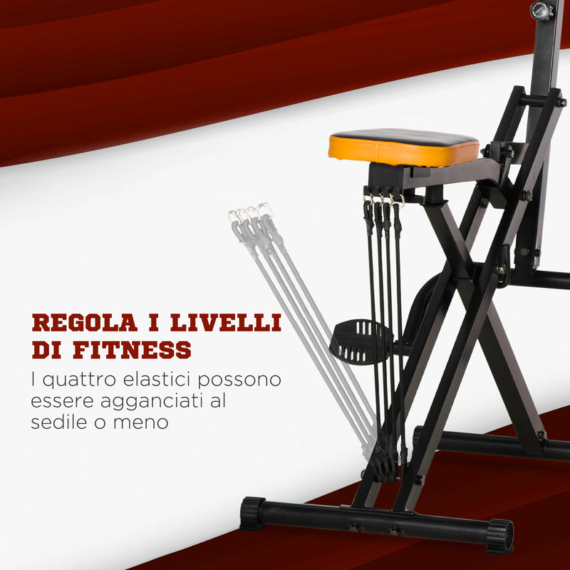 Total Crunch Fitness Pieghevole 90x63x124-136 cm con Monitor LCD in Acciaio e PU Nero-5