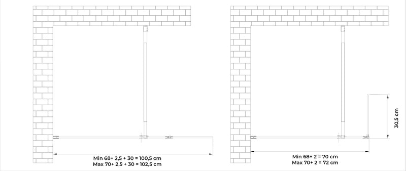 Parete Doccia Walk-In con Antina in Cristallo Trasparente 8mm H200 Varie Misure-4