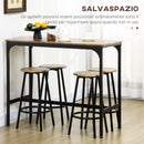 Set Tavolo Alto e 4 Sgabelli in MDF e Metallo Marrone e Nero-5