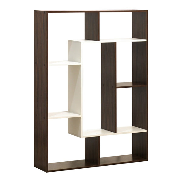 Libreria 8 Ripiani 136x100x24 cm in Legno MDF Bianco e Marrone prezzo