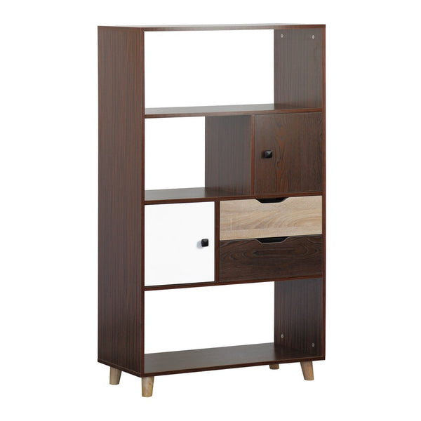 prezzo Libreria 3 Ripiani 2 Ante 2 Cassetti 154x40x74,50 cm in Legno Melaminico Rovere e Bianco