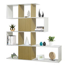 Libreria Moderna 6 Ripiani 145x145x30 cm in Legno Melaminico Bianco Opaco e Rovere-1