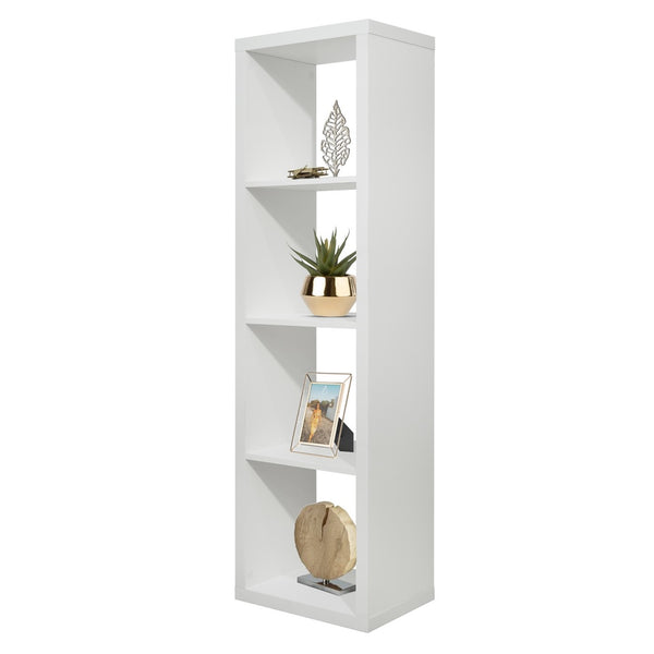 Libreria Moderna 4 Ripiani 42x147x30 cm in Legno Melaminico Bianco Opaco prezzo