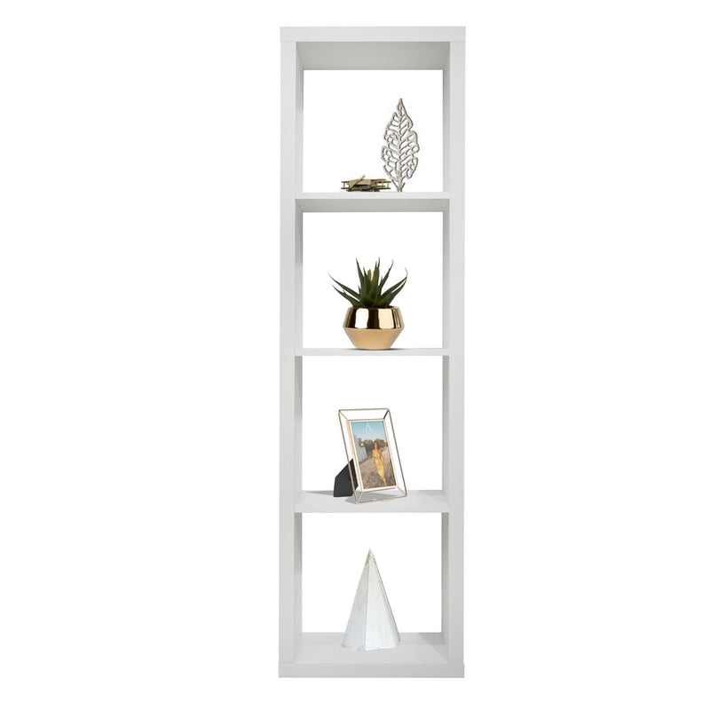 Libreria Moderna 4 Ripiani 42x147x30 cm in Legno Melaminico Bianco Opaco-2