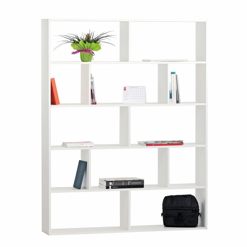 Libreria 12 Ripiani 124x160x24 cm in Legno Melaminico Bianco Opaco-7