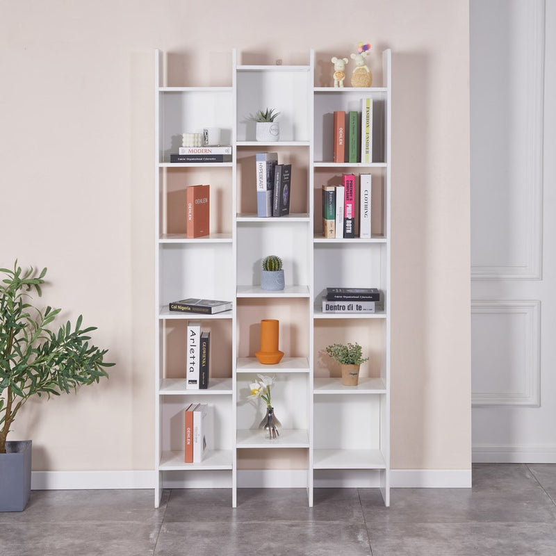 Libreria 15 Ripiani 96x24,8x192 cm in Legno MDF Bianco-3