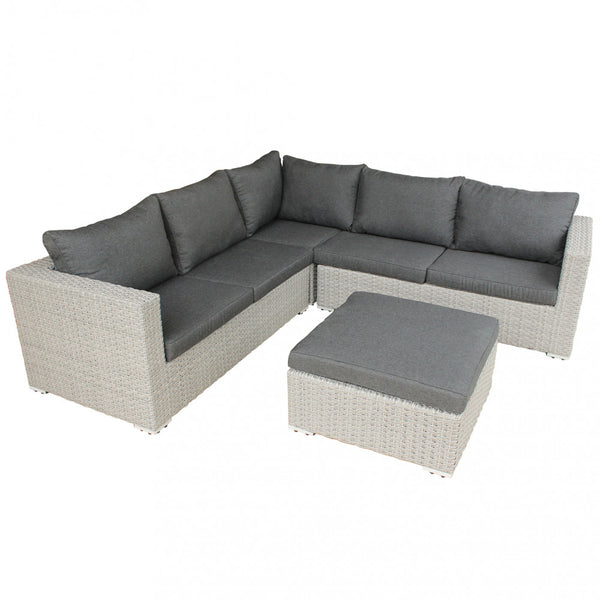 Garden Lounge Set Sofa 2 Sessel und Couchtisch mit Kissen aus grauem Korbgeflecht acquista