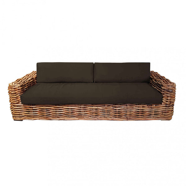 Polinesia 3-Sitzer-Sofa mit Kissen 75 x 265 x 105 cm in braunem Rattan online