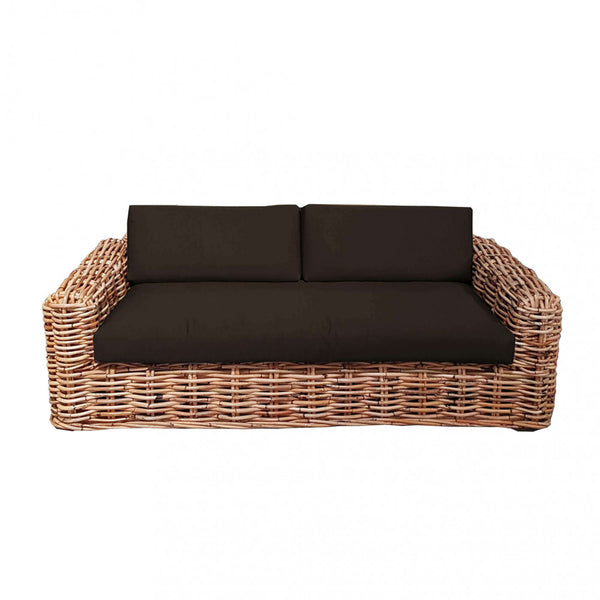 prezzo Polinesia 2-Sitzer-Sofa mit Kissen 75 x 194 x 105 cm in braunem Rattan