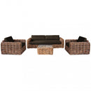 Set Salotto da Giardino Divano 2 Poltrone e Tavolino con Cuscini in Rattan Marrone-1