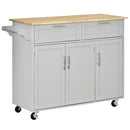 Carrello da Cucina 121x46x91 cm con Ruote in Legno Grigio-1