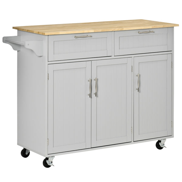 Carrello da Cucina 121x46x91 cm con Ruote in Legno Grigio online