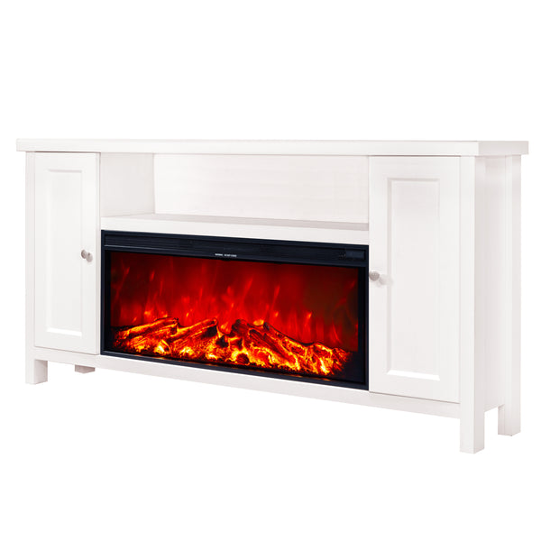 sconto Camino Elettrico da Pavimento 75x150x30 cm Effetto Fiamma 1500W Mozart & Tasmania Bianco