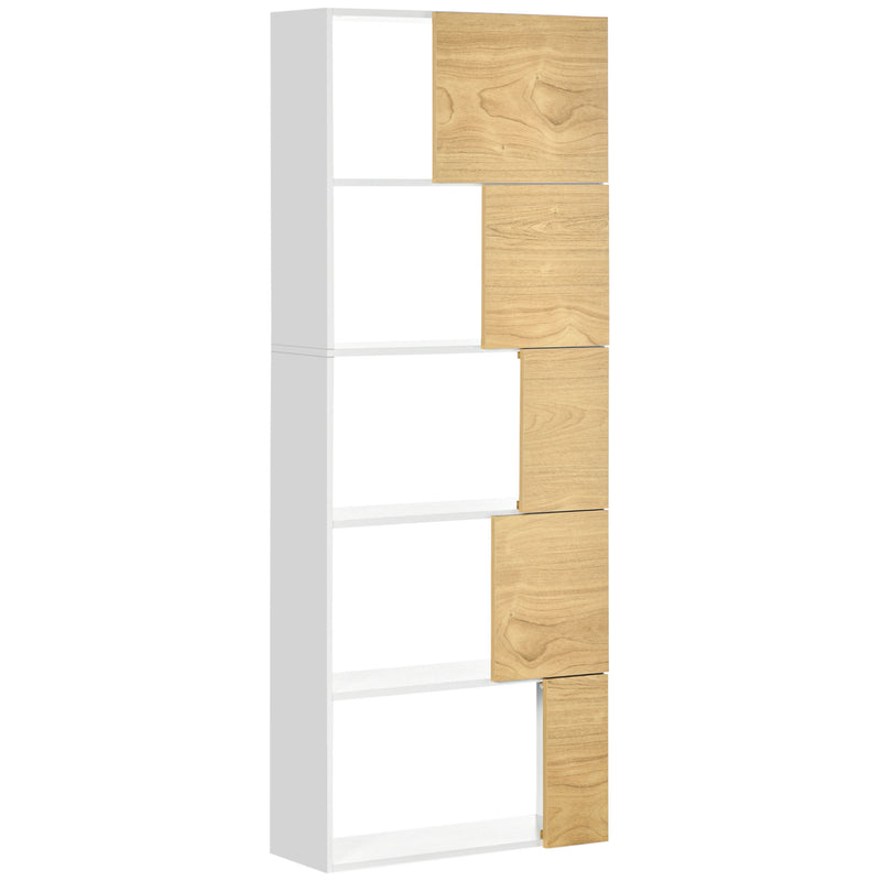 Libreria con Scaffali 5 Ripiani 63x22x166 cm in Legno e Metallo Bianco e Naturale-1