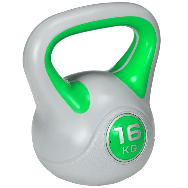 Kettlebell per Allenamento 16 Kg Base Piatta e Impugnatura per Stacchi in PU e Sabbia Verde acquista