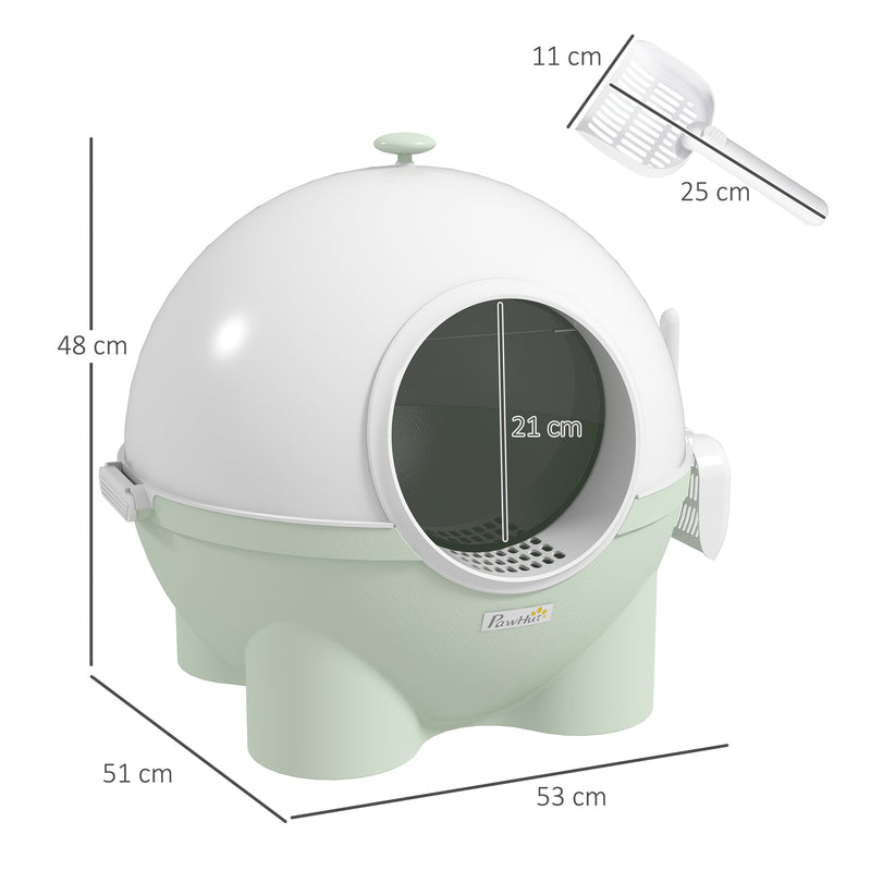 Lettiera per Gatti max 4 Kg 53x51x48 cm con Paletta in Polipropilene Bianca e Verde-3