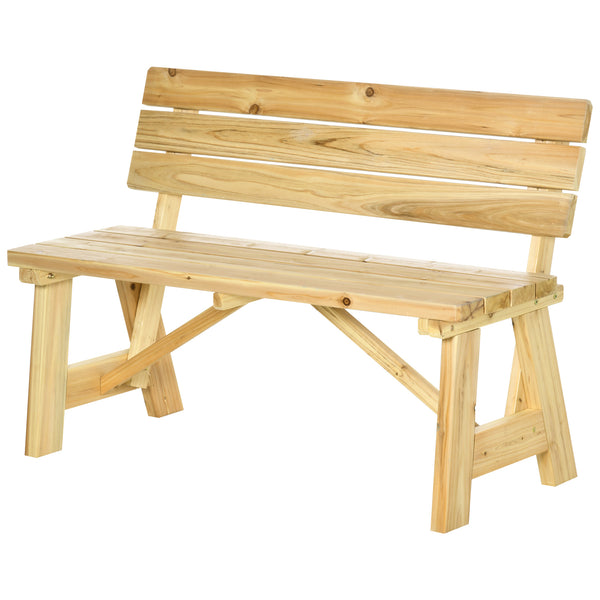 Panchina da Giardino  2 Posti a Doghe con Schienale Alto 116x56x80 cm in Legno Naturale acquista